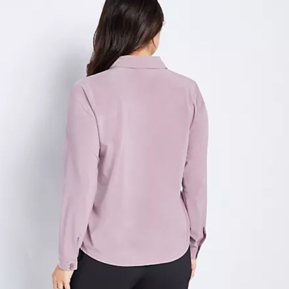 Zuda Women's Mauve Button-Up Woven Collard Shirt Sz Small - Picture 3 of 8